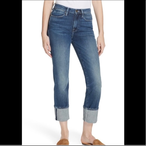 Frame Denim Denim - FRAME Le High Big Cuff Straight-leg Jeans Denim Blue 25 High Rise